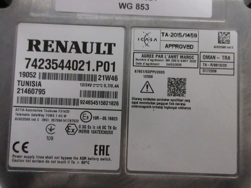 Renault 7423544021 TELEMATICA MODULE D210 EURO 6 - Sistema elétrico por Camião: foto 2 Renault 7423544021 TELEMATICA MODULE D210 EURO 6 - Sistema elétrico por Camião: foto 2