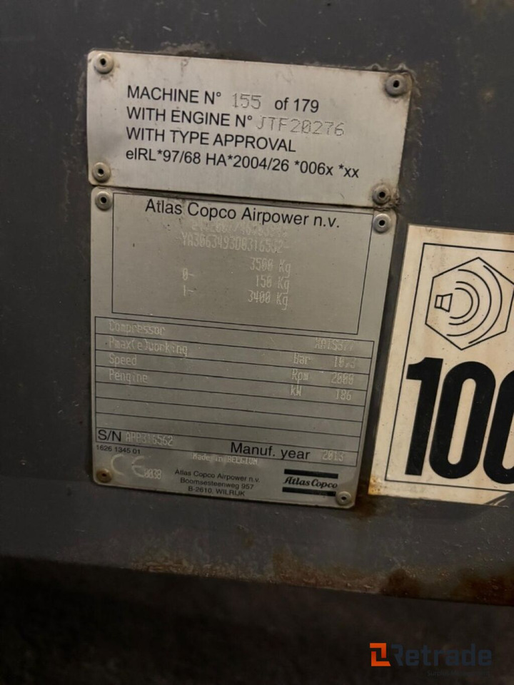 Atlas Copco XATS 377 Kompressor - Máquina de construção: foto 4 Atlas Copco XATS 377 Kompressor - Máquina de construção: foto 4