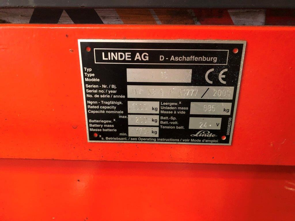 Ant Linde L 10 - high lift truck - stacker - electric pallet truck - pedestrian stacker - Stacker: foto 3 Ant Linde L 10 - high lift truck - stacker - electric pallet truck - pedestrian stacker - Stacker: foto 3