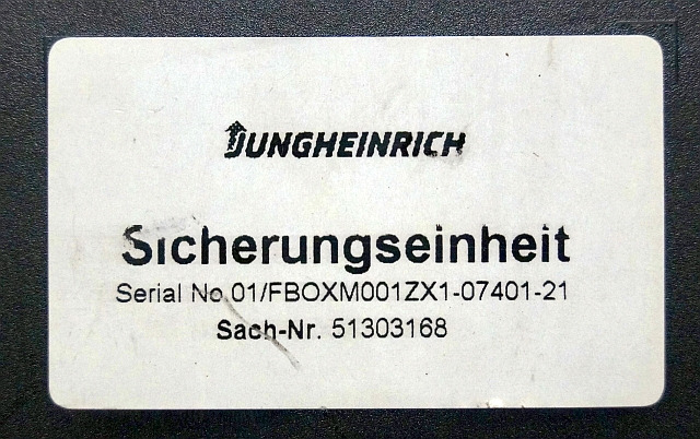 Jungheinrich 51303168 | Zekeringkast Fusebox sn. 01/FBOXM001ZX1-07404-21 - Fusível por Equipamento de movimentação: foto 3 Jungheinrich 51303168 | Zekeringkast Fusebox sn. 01/FBOXM001ZX1-07404-21 - Fusível por Equipamento de movimentação: foto 3