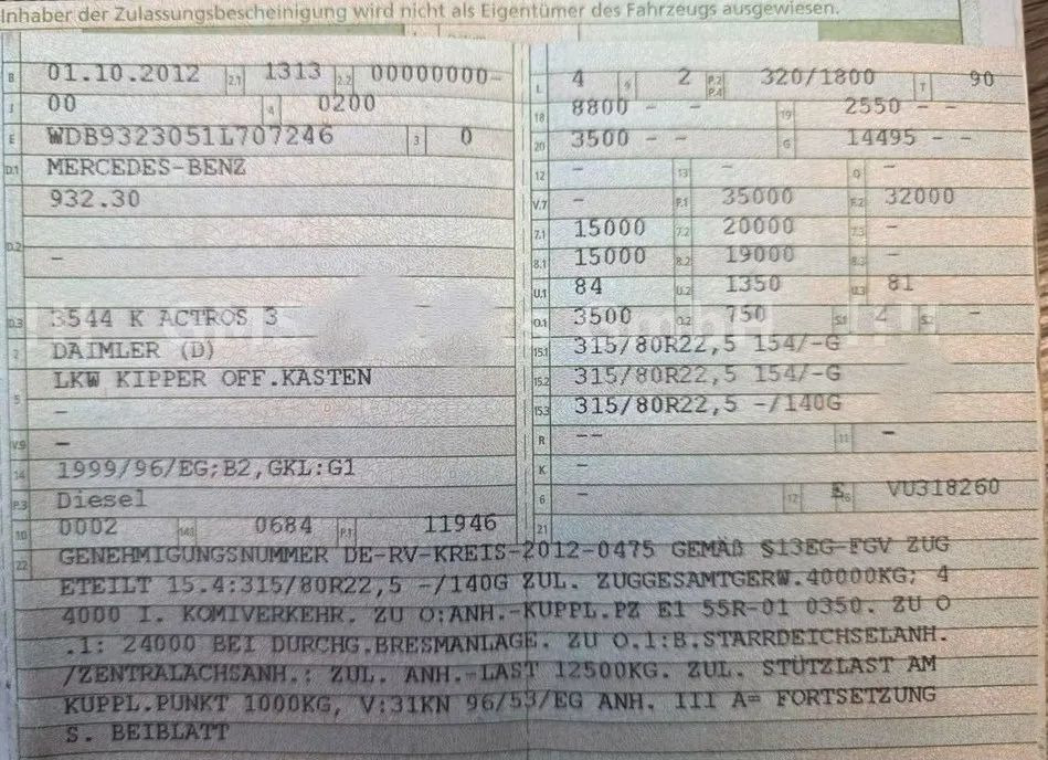 Camião basculante Mercedes-Benz Actros 3544 / 4144 •EPS •Wywrotka trójstronna  • 8x4 • Meiller BORDMATIK • Euro5 •: foto 20