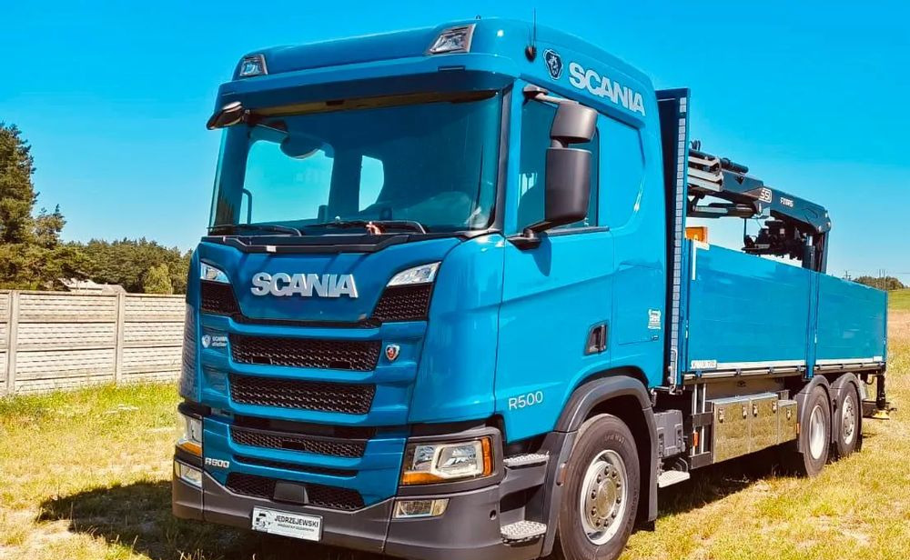 Scania R 500 6x2 z żurawiem Fassi F 215 AS – 2019 – Euro 6 –Retarder -Oś skrętna - Gotowa do pracy! - Camião grua, Camião de caixa aberta/ Plataforma: foto 1 Scania R 500 6x2 z żurawiem Fassi F 215 AS – 2019 – Euro 6 –Retarder -Oś skrętna - Gotowa do pracy! - Camião grua, Camião de caixa aberta/ Plataforma: foto 1