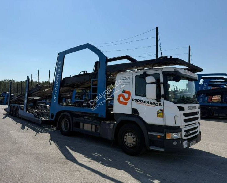 Scania P 450 - Camião transporte de veículos, Semi-reboque transporte de veículos: foto 1 Scania P 450 - Camião transporte de veículos, Semi-reboque transporte de veículos: foto 1