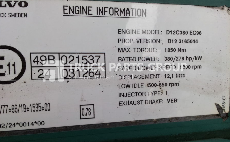 VOLVO FH12, FM12, EURO 3 emission engine control unit, D12C 380 HP, D1 control unit - Centralina electrónica por Camião: foto 2 VOLVO FH12, FM12, EURO 3 emission engine control unit, D12C 380 HP, D1 control unit - Centralina electrónica por Camião: foto 2