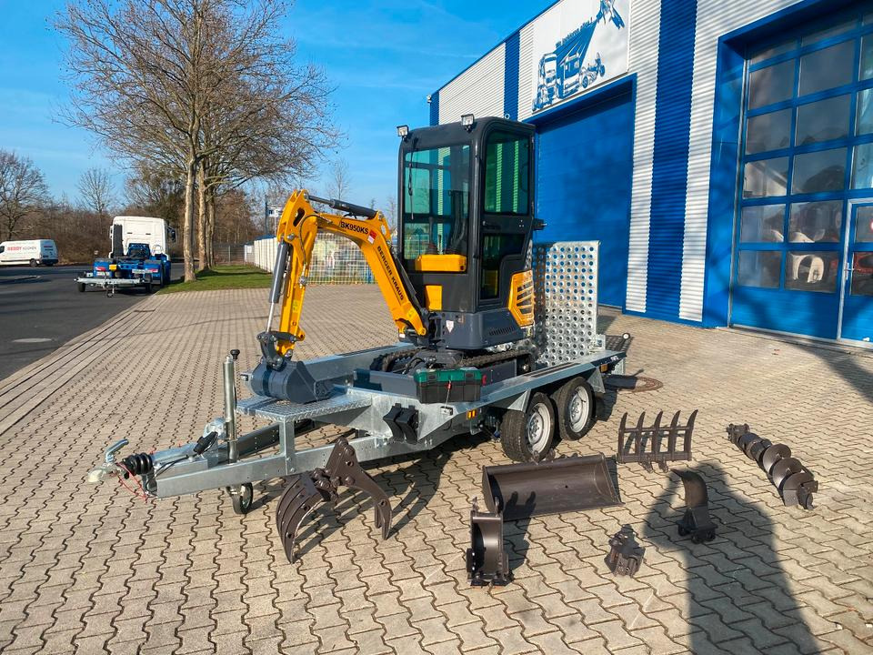 Minibagger BK950KS + Tieflader + Zubehör *INKL.19% MWST*BERGER KRAUS*KABINE*SOFORT!* - Mini escavadeira, Reboque: foto 2 Minibagger BK950KS + Tieflader + Zubehör *INKL.19% MWST*BERGER KRAUS*KABINE*SOFORT!* - Mini escavadeira, Reboque: foto 2