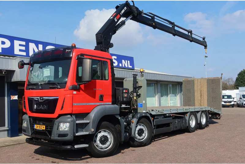 Camião transporte de veículos, Camião grua MAN TGS 35.360 8x2 Oprijwagen + HIAB 228 E 3 kraan. Radio grafisch + winch: foto 16