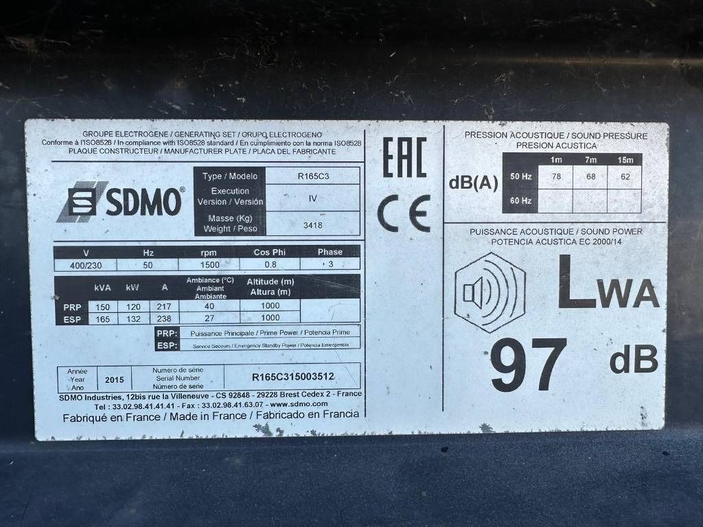 Gerador elétrico Sdmo R165 C3: foto 8 Gerador elétrico Sdmo R165 C3: foto 8
