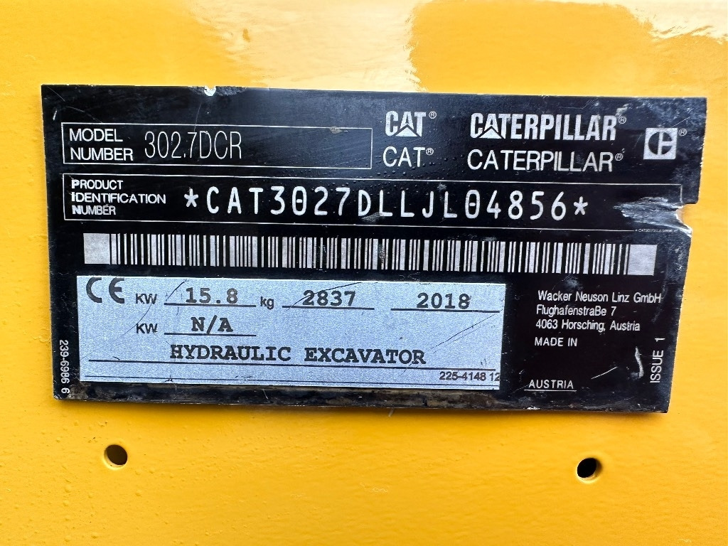 Mini escavadeira CAT 302.7 D CR: foto 24