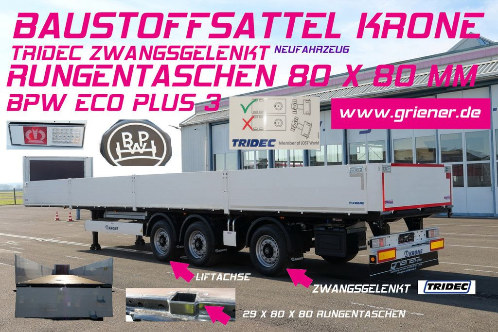 Krone SDP 27/BAUSTOFF/TRIDEC/BPW/RUNGENTASCHEN LIFT Krone SDP 27/BAUSTOFF/TRIDEC/BPW/RUNGENTASCHEN LIFT - Semi-reboque plataforma/ Caixa aberta: foto 1 Krone SDP 27/BAUSTOFF/TRIDEC/BPW/RUNGENTASCHEN LIFT Krone SDP 27/BAUSTOFF/TRIDEC/BPW/RUNGENTASCHEN LIFT - Semi-reboque plataforma/ Caixa aberta: foto 1