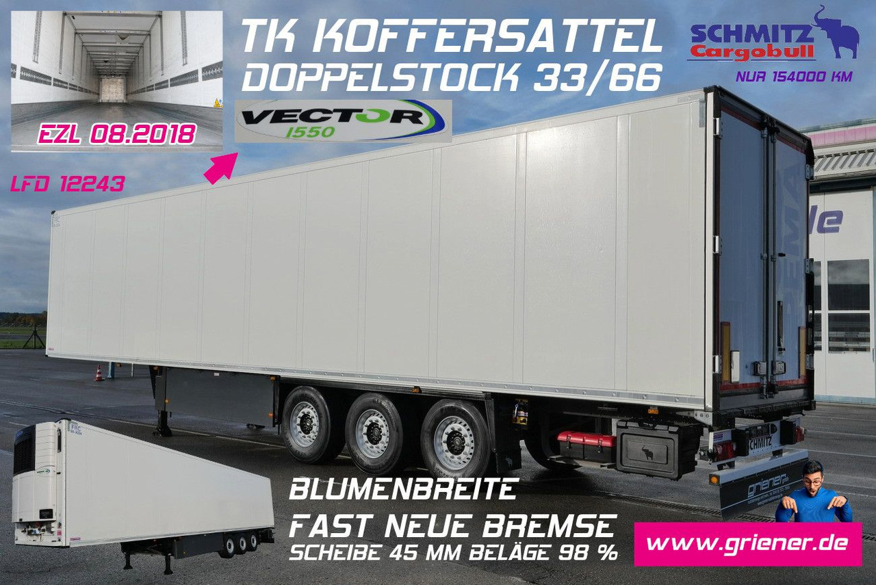 Schmitz Cargobull SKO 24/CARRIER 1550 VECTOR /DOPPELSTOCK /BLUMEN/ - Semi-reboque frigorífico: foto 1 Schmitz Cargobull SKO 24/CARRIER 1550 VECTOR /DOPPELSTOCK /BLUMEN/ - Semi-reboque frigorífico: foto 1