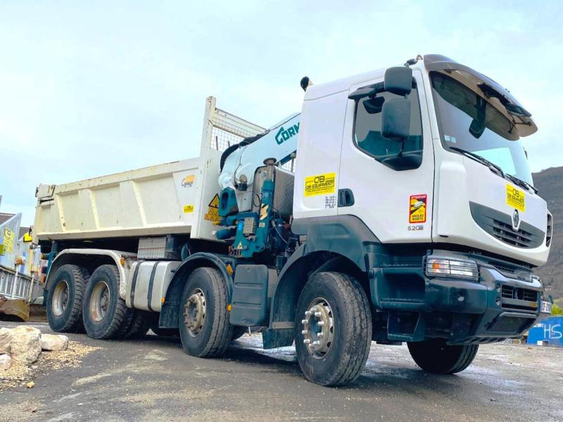 Camião basculante, Camião grua RENAULT KERAX 8x4 520 BIBENNE CIF GRUE CORMACH: foto 8