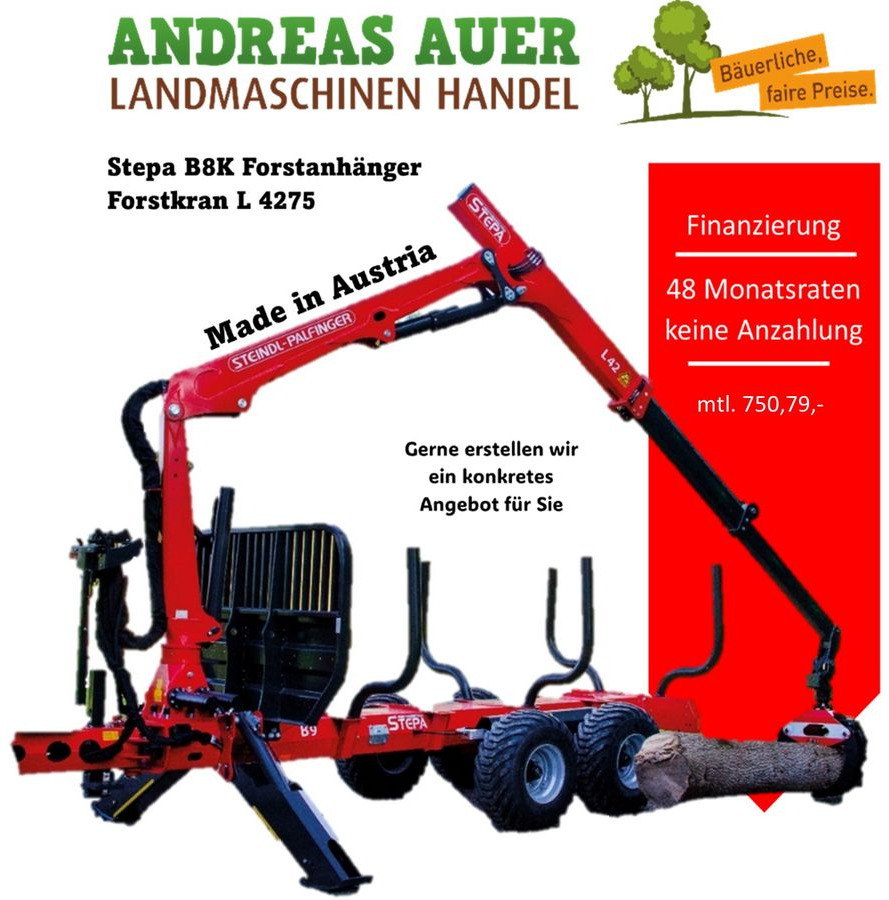 Reboque florestal novo Stepa B8K-Rückewagen mit Forstkran-L 4275: foto 1