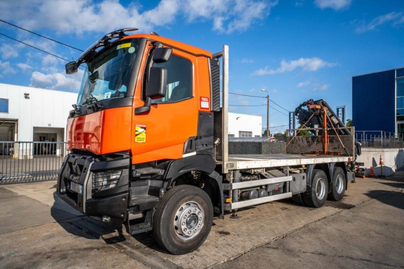 Renault K 380+HIAB 16T/m ( 4 Ext.) - Camião de caixa aberta/ Plataforma, Camião grua: foto 1 Renault K 380+HIAB 16T/m ( 4 Ext.) - Camião de caixa aberta/ Plataforma, Camião grua: foto 1