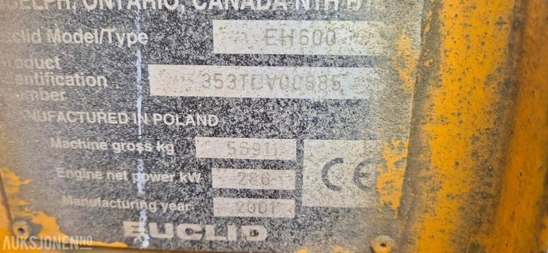 2001 EUCLID EH 600 - DUMPER - 20115 TIMER. - Dumper: foto 5 2001 EUCLID EH 600 - DUMPER - 20115 TIMER. - Dumper: foto 5