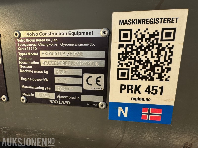 Escavadeira 2020 Volvo EW60E HJULGRAVER MED TOLTROTATOR OG 2 SKUFFER: foto 18