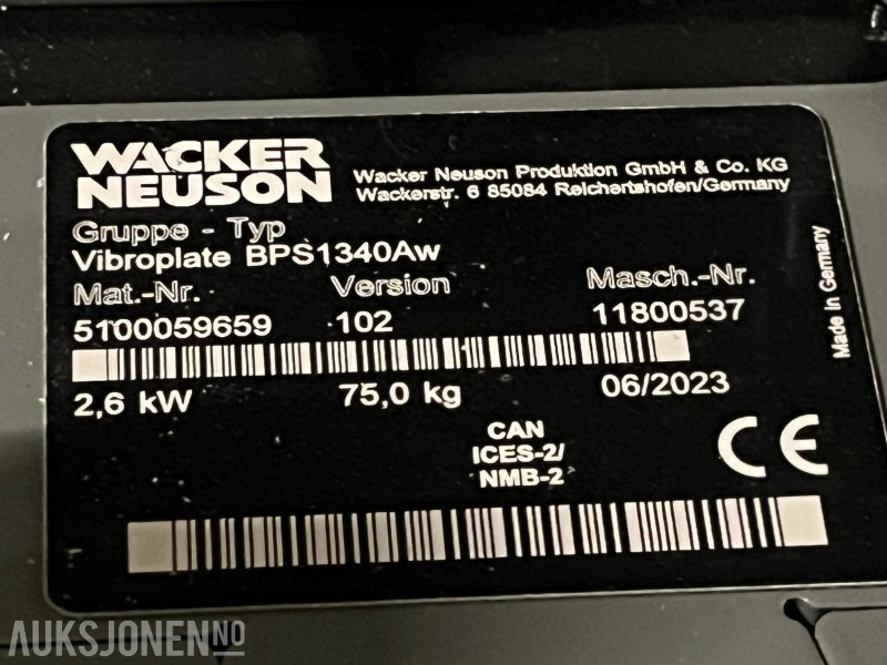 2023 Wacker Neuson Vibroplate BPS1340Aw 75kg - Equipamento de construção: foto 3 2023 Wacker Neuson Vibroplate BPS1340Aw 75kg - Equipamento de construção: foto 3