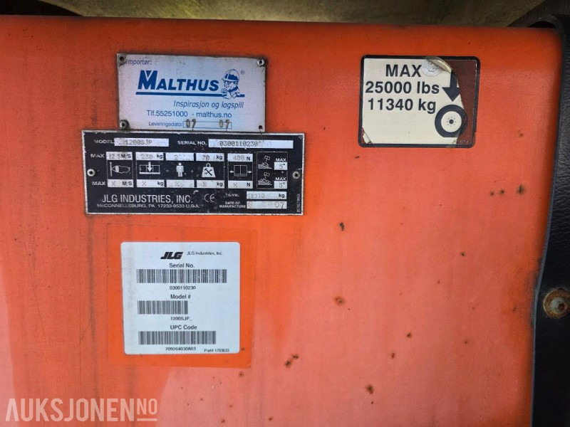 JLG 1200 SJP 6.500 arbeidstimer 45 meter arbeidshøyde! 1 Eiers bomlift, 2007 modell - Plataforma aérea: foto 4 JLG 1200 SJP 6.500 arbeidstimer 45 meter arbeidshøyde! 1 Eiers bomlift, 2007 modell - Plataforma aérea: foto 4