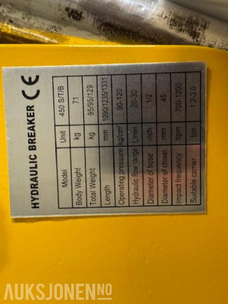 NY HENIMA 450 PIGGHAMMER TIL 1,2-3 TONNS GRAVEMASKIN S30 M/GARANTI - Martelo hidráulico: foto 5 NY HENIMA 450 PIGGHAMMER TIL 1,2-3 TONNS GRAVEMASKIN S30 M/GARANTI - Martelo hidráulico: foto 5