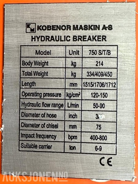 NY KM 750 Pigghammer s40/s50 CE merket FABRIKKGARANTI - Martelo hidráulico: foto 3 NY KM 750 Pigghammer s40/s50 CE merket FABRIKKGARANTI - Martelo hidráulico: foto 3