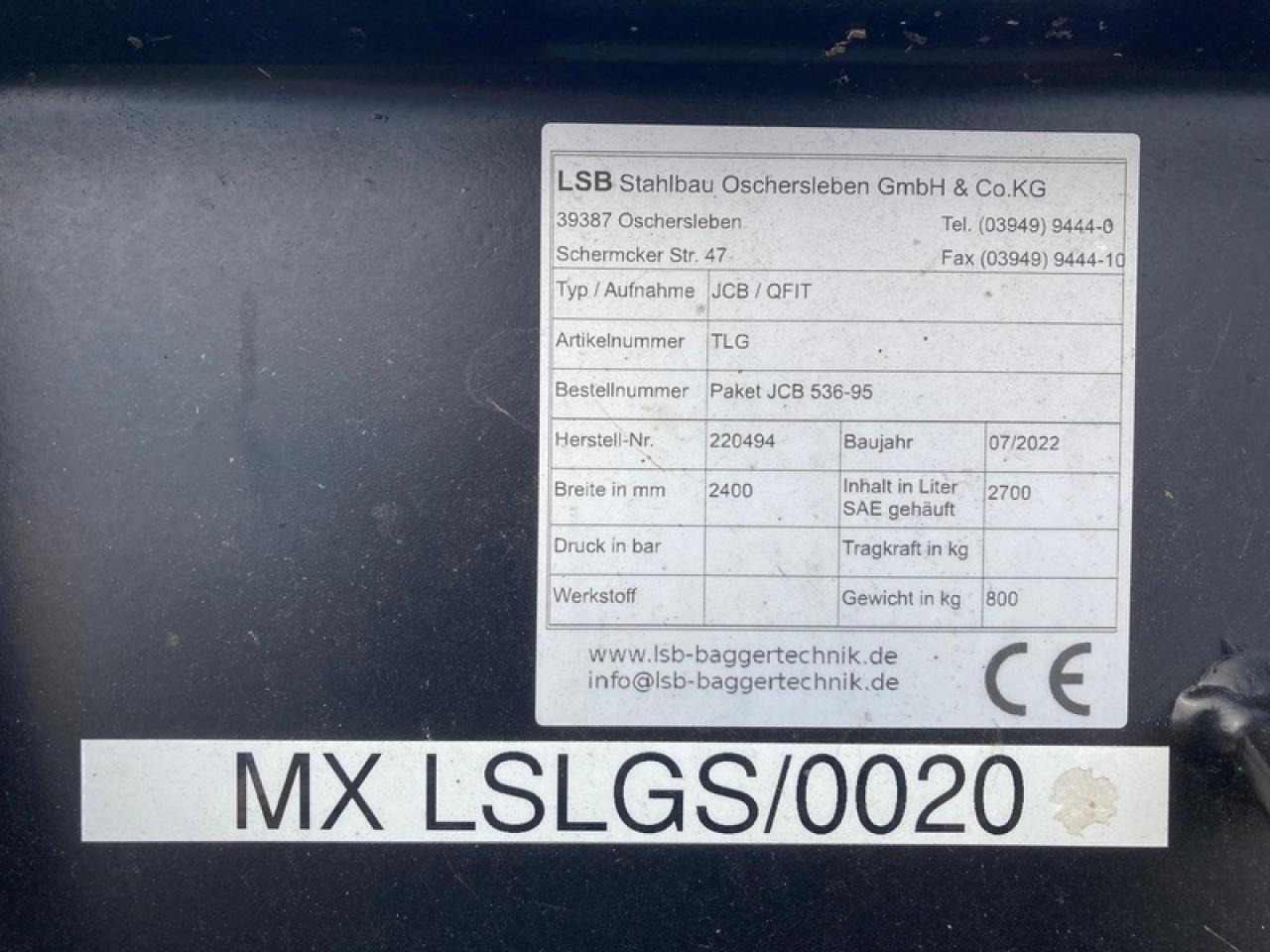 JCB LSB LEICHTGUTSCHAUFEL JCB Q-FIT - Balde para carregadeiras: foto 4 JCB LSB LEICHTGUTSCHAUFEL JCB Q-FIT - Balde para carregadeiras: foto 4