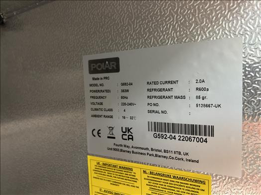 Polar G592-04 Refrigerator - Equipamento de processamento de alimentos: foto 5 Polar G592-04 Refrigerator - Equipamento de processamento de alimentos: foto 5