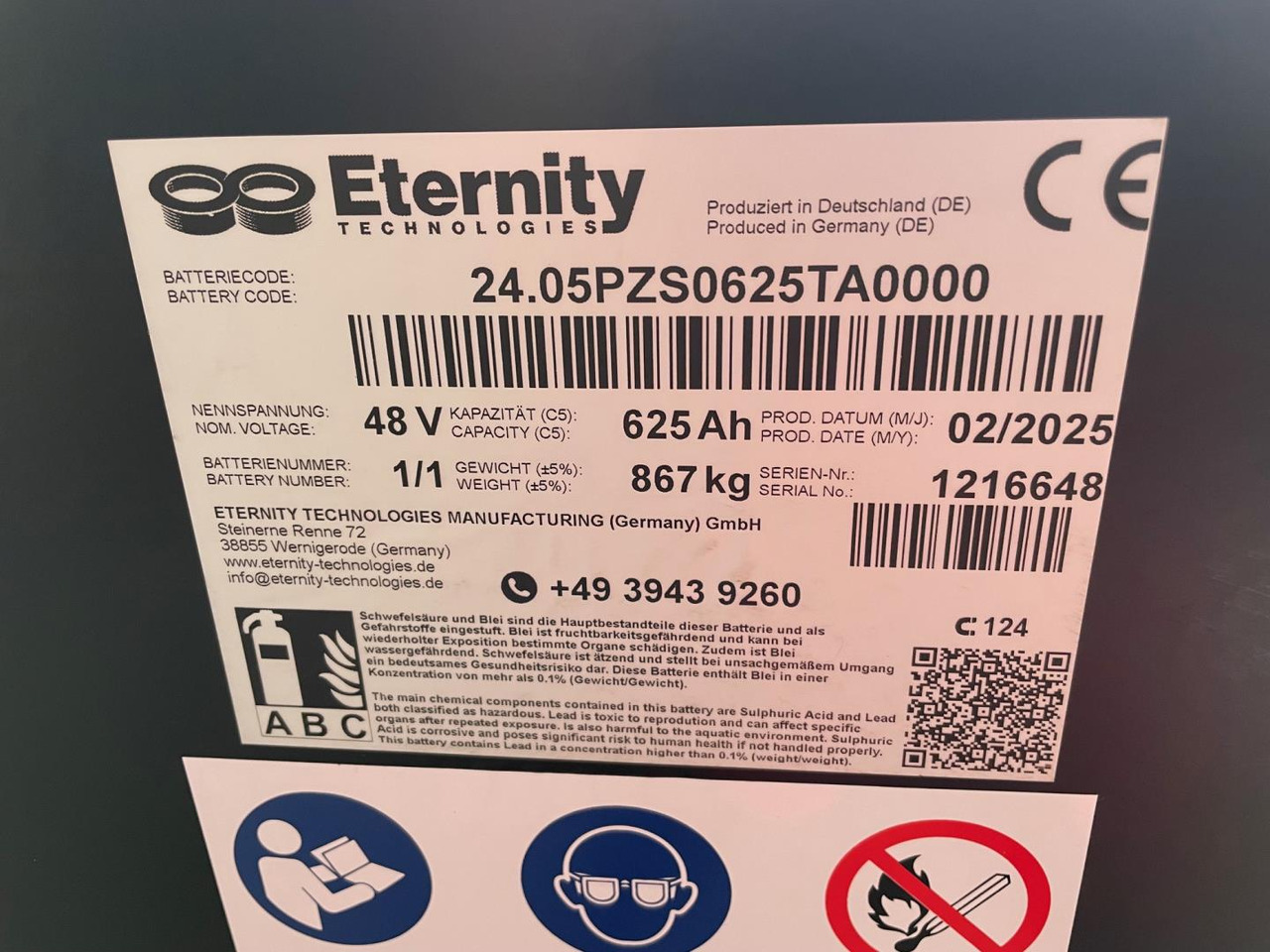 Eternity 48V 5 EPzS 625 - Bateria automotiva por Equipamento de movimentação: foto 2 Eternity 48V 5 EPzS 625 - Bateria automotiva por Equipamento de movimentação: foto 2