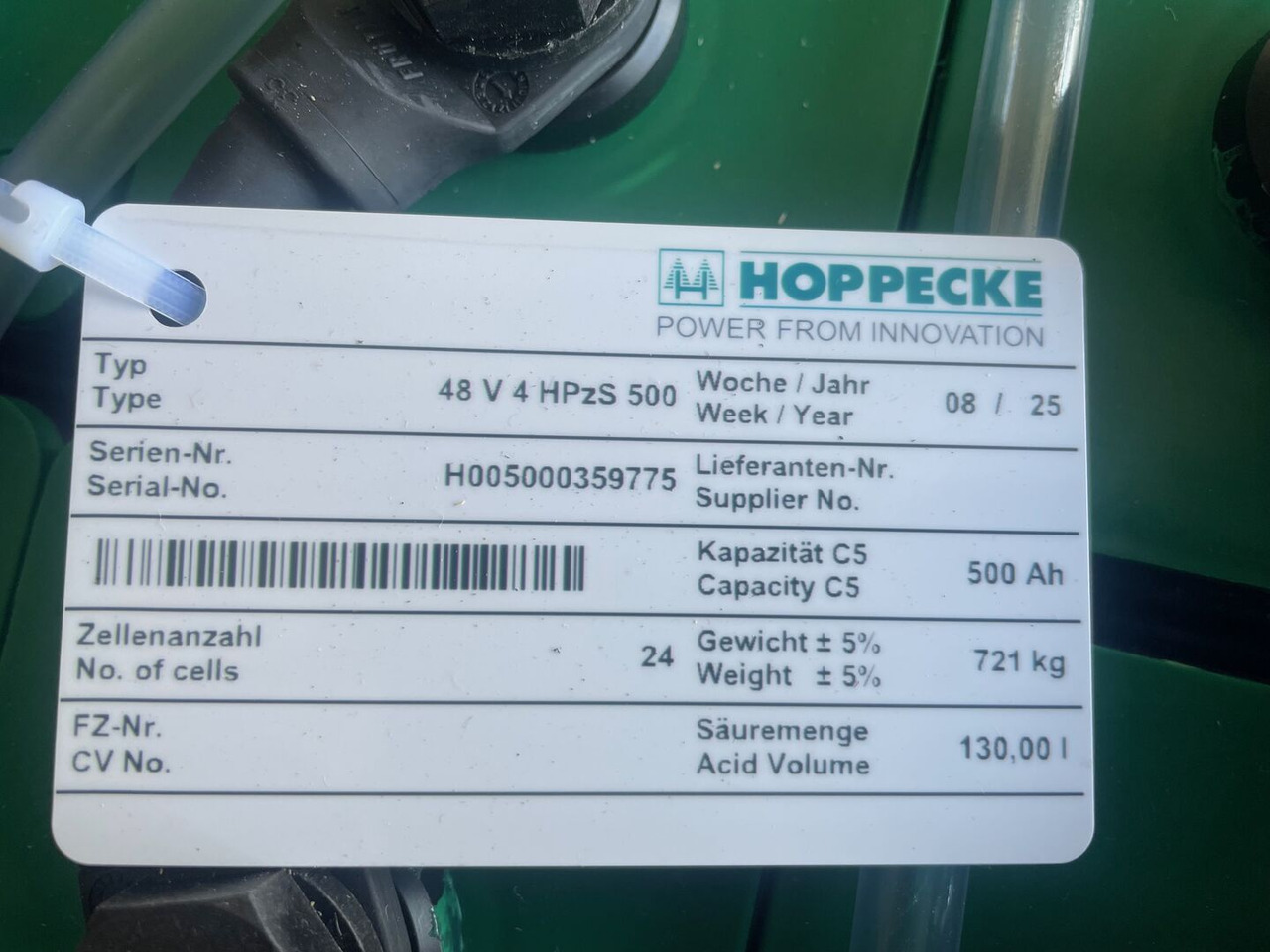 Hoppecke 48V 4 HPzS 500 - Bateria automotiva por Equipamento de movimentação: foto 5 Hoppecke 48V 4 HPzS 500 - Bateria automotiva por Equipamento de movimentação: foto 5