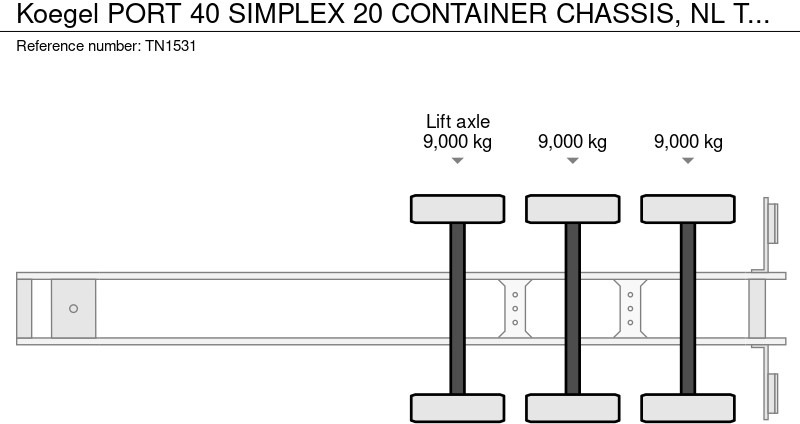 Semi-reboque transportador de contêineres/ Caixa móvel Kögel PORT 40 SIMPLEX 20 CONTAINER CHASSIS, NL TRAILER, 2020: foto 19