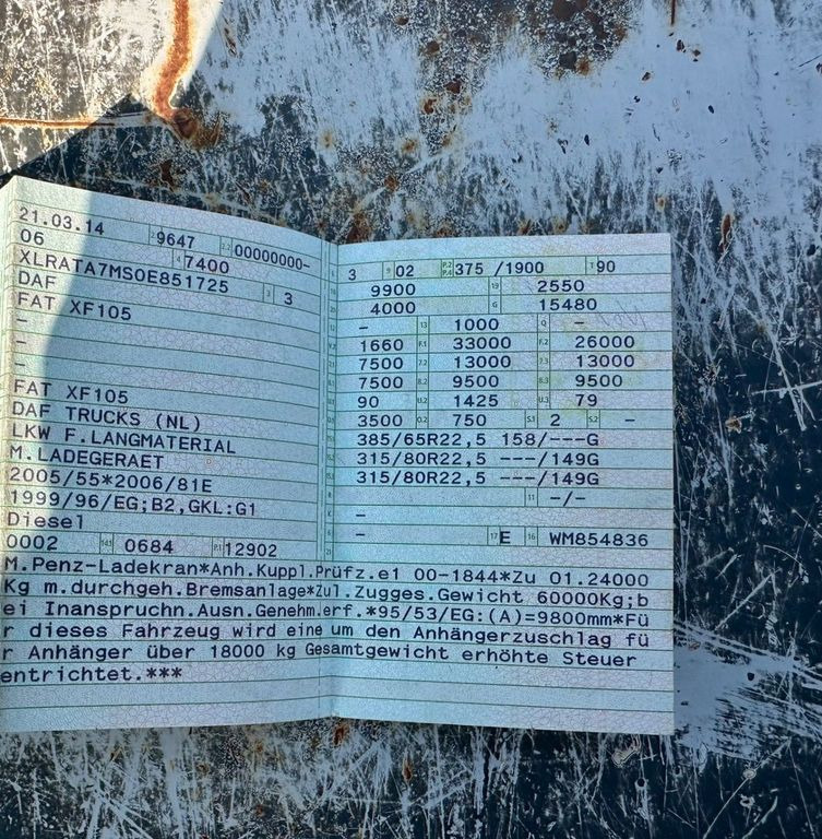 DAF 105.510 6X4 Kran Penz /Atlas Holz Crane DAF 105.510 6X4 Kran Penz /Atlas Holz Crane - Camião de transporte de madeira, Camião grua: foto 4 DAF 105.510 6X4 Kran Penz /Atlas Holz Crane DAF 105.510 6X4 Kran Penz /Atlas Holz Crane - Camião de transporte de madeira, Camião grua: foto 4