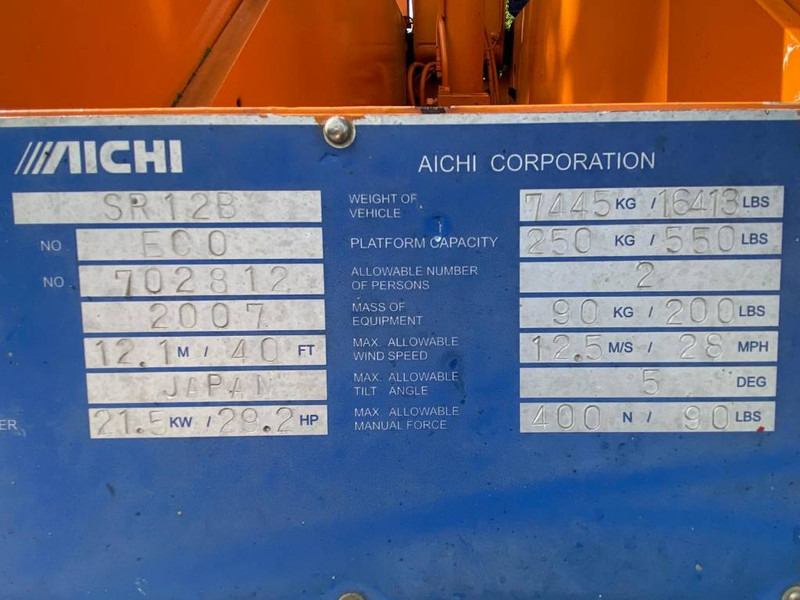 Plataforma telescópica Aichi SR 12 B: foto 13