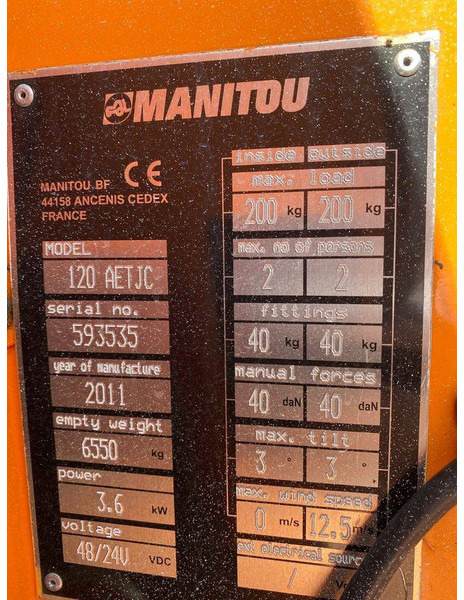 Plataforma articulada Manitou 120 AET JC: foto 14