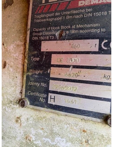 Terex Demag 160t hook block 5-sheave CC2800 / TC2800 - Grua para camião por Máquina de construção: foto 5 Terex Demag 160t hook block 5-sheave CC2800 / TC2800 - Grua para camião por Máquina de construção: foto 5