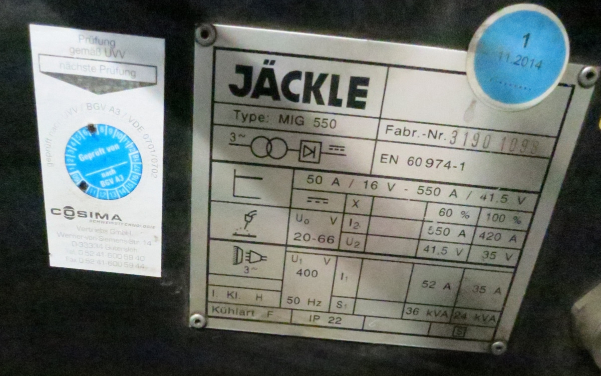 Jaeckle MIG 550 - Equipamento para soldagem: foto 2 Jaeckle MIG 550 - Equipamento para soldagem: foto 2