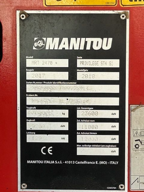 Empilhador telescópico Manitou Teleskoplader MRT 2470+ Privilege 772691 Rot: foto 15