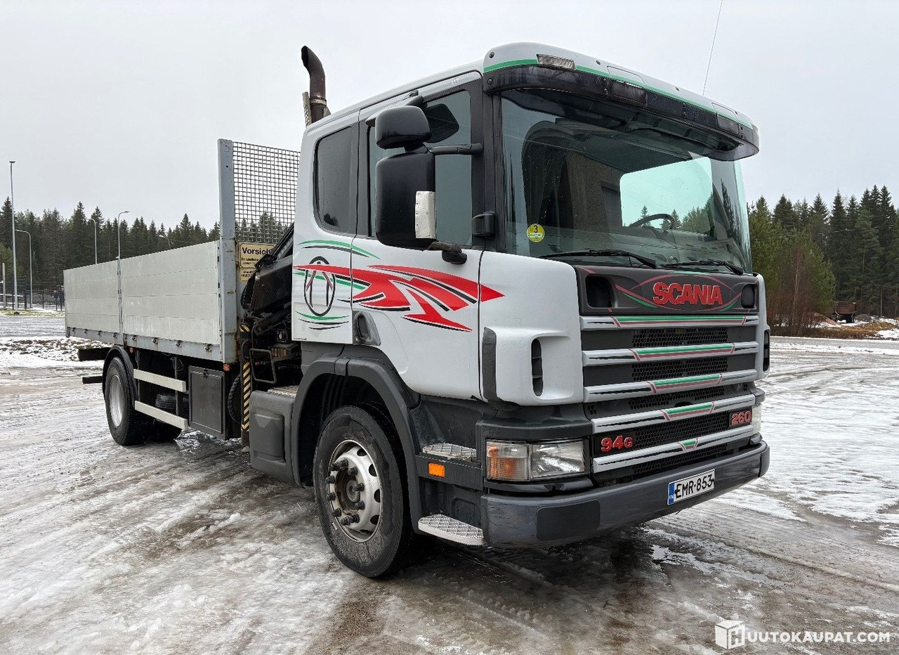 Scania G94 260 hp, 4x2, with HIAB crane and aluminium-sided flatbed, 2001, Kurikka - Camião de caixa aberta/ Plataforma, Camião grua: foto 2 Scania G94 260 hp, 4x2, with HIAB crane and aluminium-sided flatbed, 2001, Kurikka - Camião de caixa aberta/ Plataforma, Camião grua: foto 2