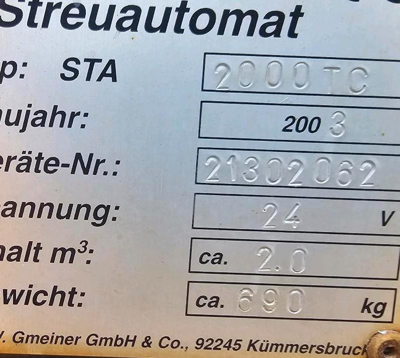 Gmeiner STA 2000TC Salzstreuer 2m3 Streuautomat Salzsilo Winterdienst Unimog 405 U300 400 500 423 427 430 318 Multicar tremo - Espalhador de areia/ Sal: foto 4 Gmeiner STA 2000TC Salzstreuer 2m3 Streuautomat Salzsilo Winterdienst Unimog 405 U300 400 500 423 427 430 318 Multicar tremo - Espalhador de areia/ Sal: foto 4