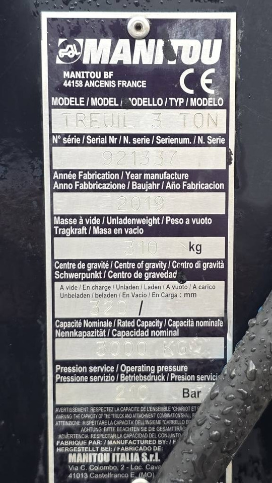 Manitou WINCH 3T 921337  - Equipamento de armazém: foto 4 Manitou WINCH 3T 921337  - Equipamento de armazém: foto 4