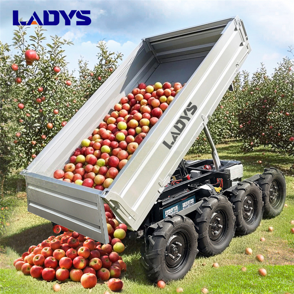 Reboque basculante agrícola novo LADYS Electric Remote Control Transporter Agricultural Orchard Farm Electric Utv Material Handling Equipment All Terrain Transport Vehicle: foto 7