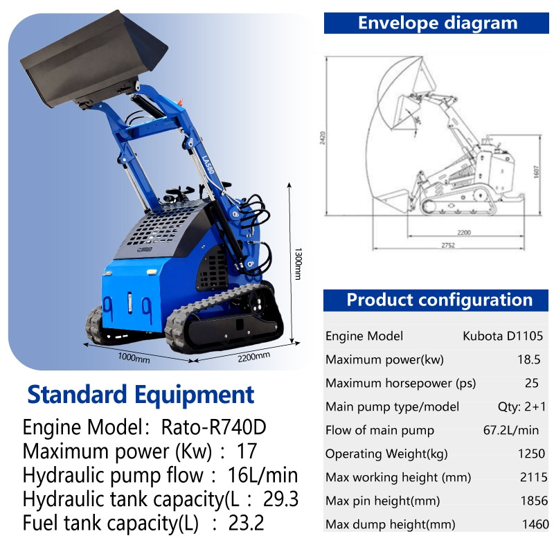 LEZUM Free Shipping LA380 Mini Skid Steer Loader Compact Track Diesel Cheap Mini Skid Steer Loader For Sale With Mini Skid Steer Attachments 4 In 1 Bucket - Mini pá carregadora: foto 2 LEZUM Free Shipping LA380 Mini Skid Steer Loader Compact Track Diesel Cheap Mini Skid Steer Loader For Sale With Mini Skid Steer Attachments 4 In 1 Bucket - Mini pá carregadora: foto 2