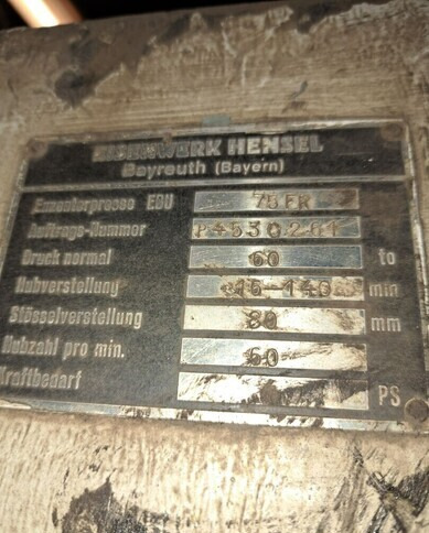Epäkeskopuristin 60 tn Eisenwerk Hensel - Máquina para metal: foto 5 Epäkeskopuristin 60 tn Eisenwerk Hensel - Máquina para metal: foto 5
