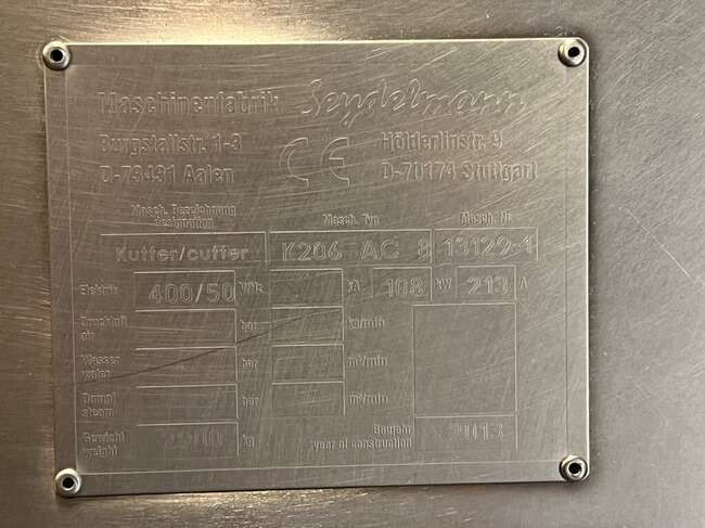 Equipamento de processamento de alimentos Seydelmann cutter K206AC8: foto 13