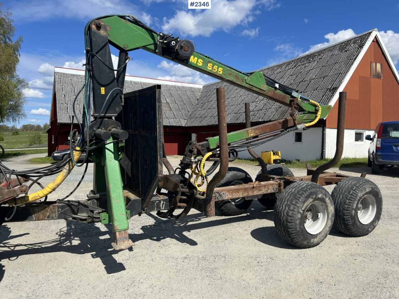 Forrest trailer with grip / crane - Palms 655 (SEE VIDEO) - Reboque transporte de madeira: foto 1 Forrest trailer with grip / crane - Palms 655 (SEE VIDEO) - Reboque transporte de madeira: foto 1