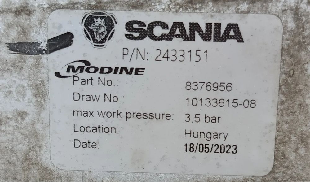 Scania S CHŁODNICA POWIETRZA INTERCOOLER 2433151 - Sistema de arrefecimento: foto 3 Scania S CHŁODNICA POWIETRZA INTERCOOLER 2433151 - Sistema de arrefecimento: foto 3