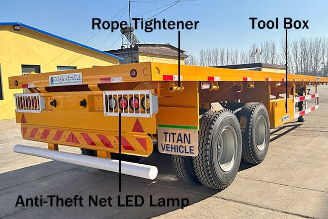 Semi-reboque plataforma/ Caixa aberta para transporte de contêineres novo TITAN 2 Axle 40 Ft Flatbed Trailer for Sale in Uganda: foto 5