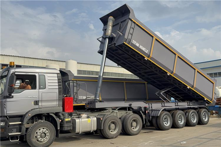 TITAN 4 Axle 80 Ton Dump Trailer for Sale In Cameroon - Semi-reboque basculante: foto 1 TITAN 4 Axle 80 Ton Dump Trailer for Sale In Cameroon - Semi-reboque basculante: foto 1