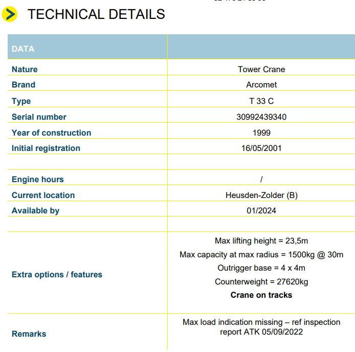 Arcomet T 33 C - Grua automontante: foto 2 Arcomet T 33 C - Grua automontante: foto 2