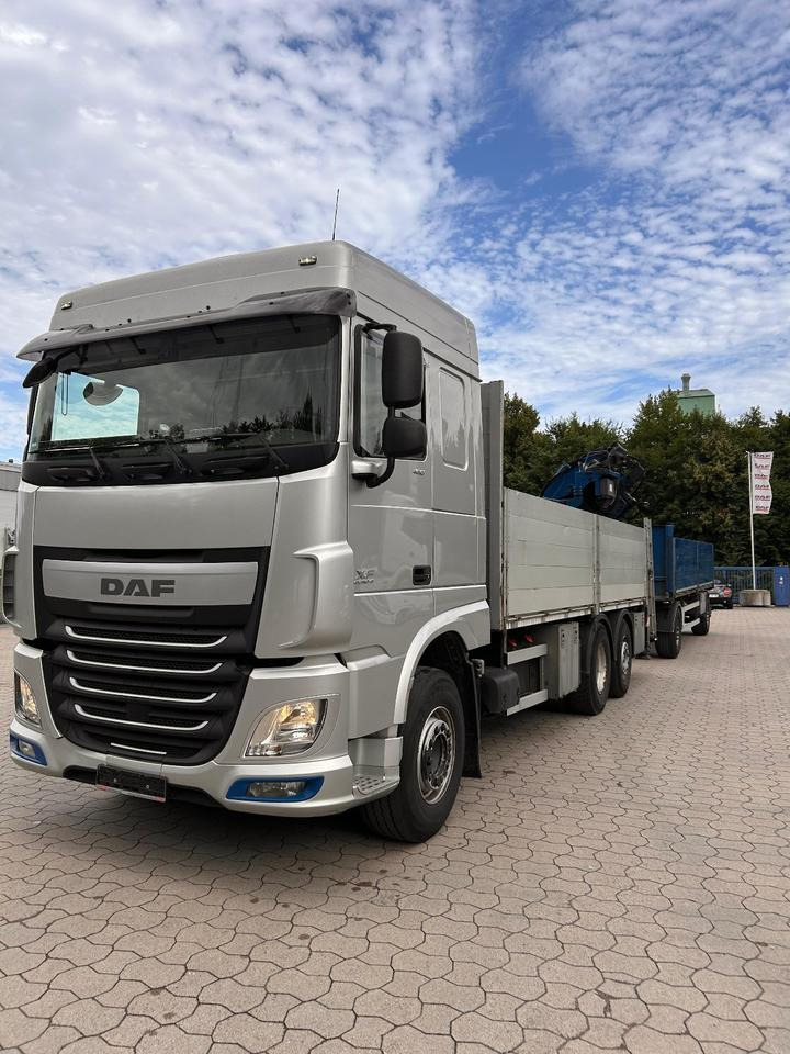 DAF DAF XF 460 FAN + MKG + 10mtr 2to + Lenkachse + EURO 6 - Camião de caixa aberta/ Plataforma, Camião grua: foto 1 DAF DAF XF 460 FAN + MKG + 10mtr 2to + Lenkachse + EURO 6 - Camião de caixa aberta/ Plataforma, Camião grua: foto 1