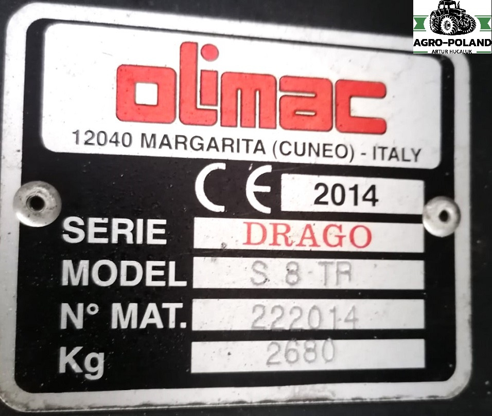 OLIMAC DRAGO S 8 TR - 8X70 - 2014 ROK - Plataforma para colher milho: foto 2 OLIMAC DRAGO S 8 TR - 8X70 - 2014 ROK - Plataforma para colher milho: foto 2