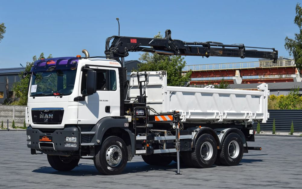 MAN TGS 33.360 / 6x4 / HDS HIAB 122 E-2 HIDUO / STEROWANIE RADIOWE / WYWROTKA / HYDROBURTA / AUTOMAT / KLIMA / TEMPOMAT / KAMERA COFANIA / SPROWADZONY - Camião basculante, Camião grua: foto 1 MAN TGS 33.360 / 6x4 / HDS HIAB 122 E-2 HIDUO / STEROWANIE RADIOWE / WYWROTKA / HYDROBURTA / AUTOMAT / KLIMA / TEMPOMAT / KAMERA COFANIA / SPROWADZONY - Camião basculante, Camião grua: foto 1