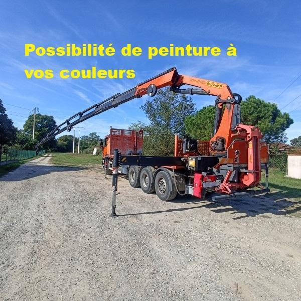 Scania P 410 - Camião de caixa aberta/ Plataforma, Camião grua: foto 1 Scania P 410 - Camião de caixa aberta/ Plataforma, Camião grua: foto 1